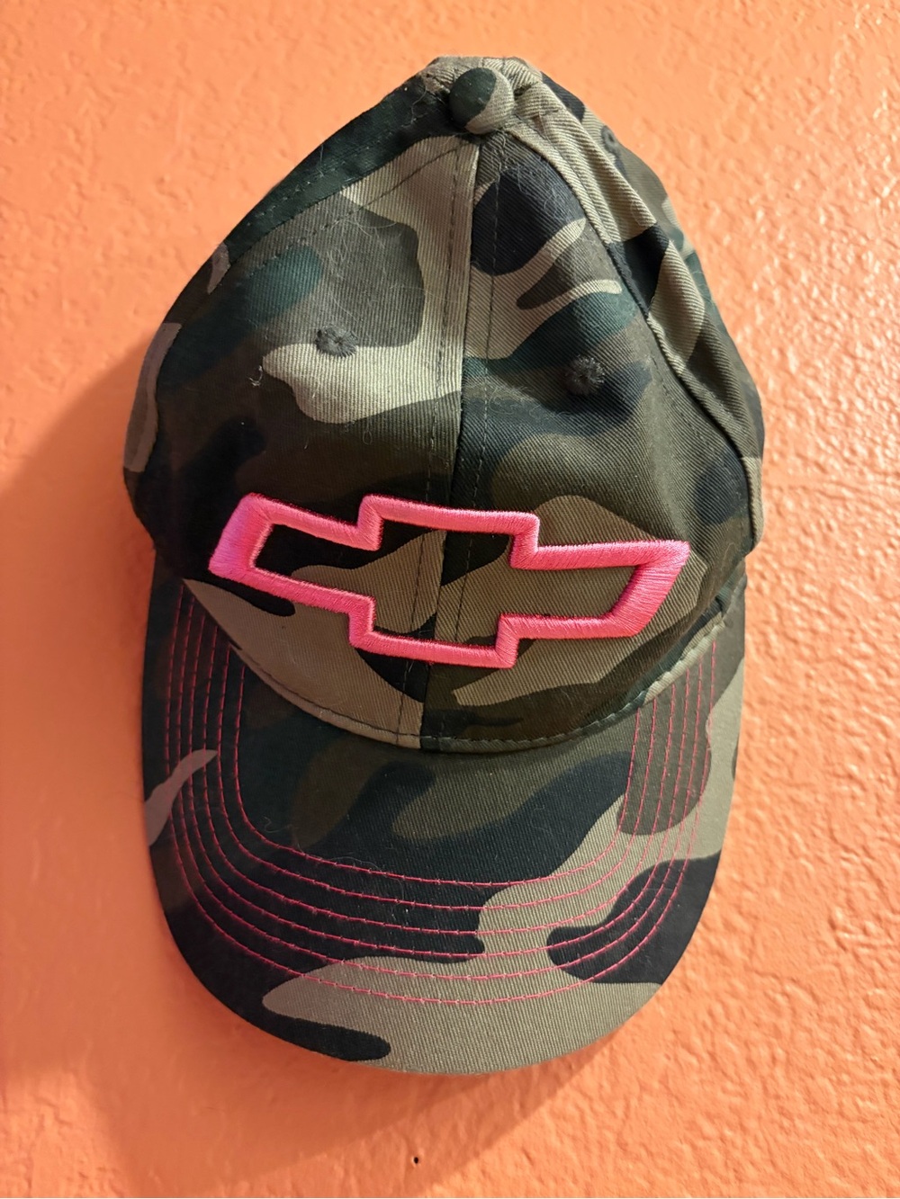 Chevrolet Camo Baseball Cap with Pink Emblem